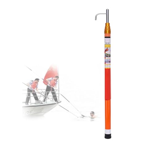 Poste de Rescate acuático retráctil de Fibra de Vidrio con Cinta Luminosa Reflectante: Equipo de Seguridad para Piscinas contra ahogamientos (1,3-6 m/4,2-19,7 pies)