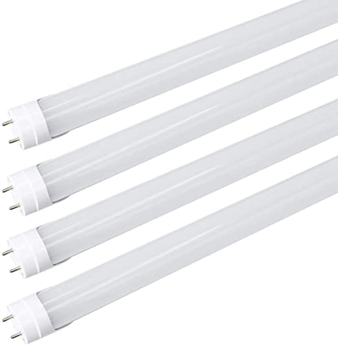 FSL LED T8 Light Tube Rod 4FT, Day Light, Dual-End Powered Ballast Bypass, 1800Lumens 22W, Frosted Cover, AC85-265V Lighting Tube Fixtures, 4 Pack (6500K)