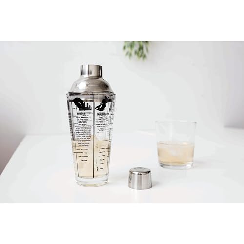 KIKKERLAND 14 oz Recipe Cocktail, Clear/Silver