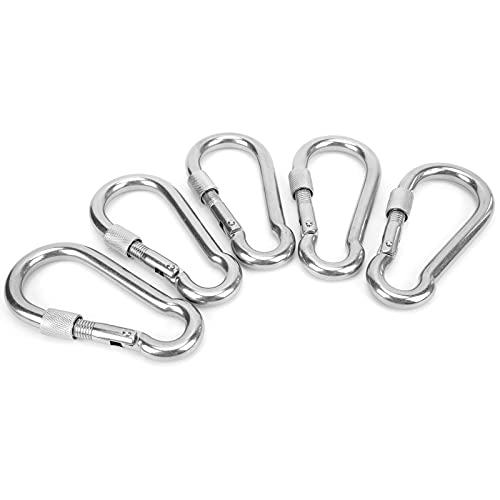 Mosquetones para acampar y senderismo Bediffer kit de 5 ganchos de acero 120 mm