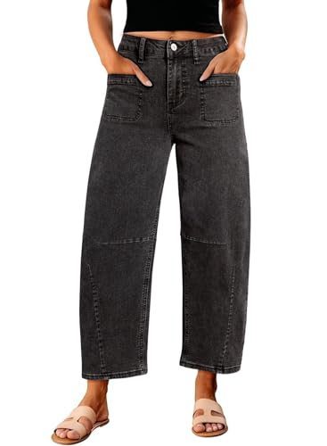 Astylish Womens Baggy Boyfriend Jeans Wide Leg High Waisted Barrel Vintage Trendy Denim Ankle Pants