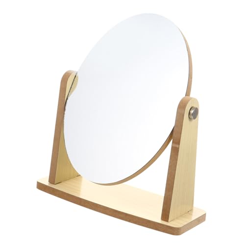 Espejo de tocador plegable de bambú portátil para maquillaje