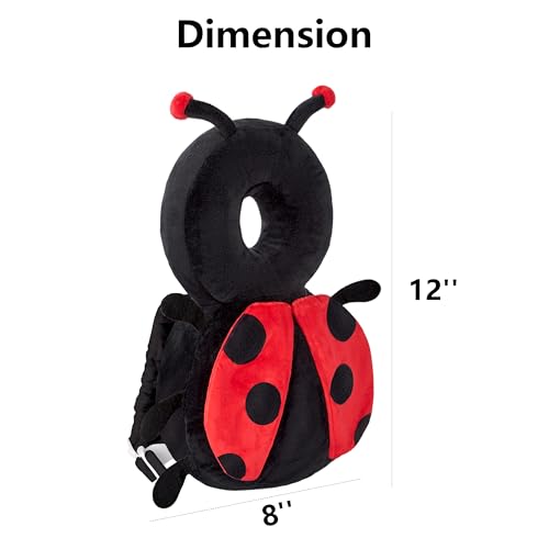 Image of Baby Head Back Protector Backpack Toddler Safety Protector Cushion Pad Soft, Adjustable and Lightweight Design for Safe Walking and Crawling Toddlers Girls and Boys(Ladybug)