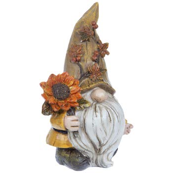 Gnome Holding Sunflower Home Autumn Fall Table Decoration
