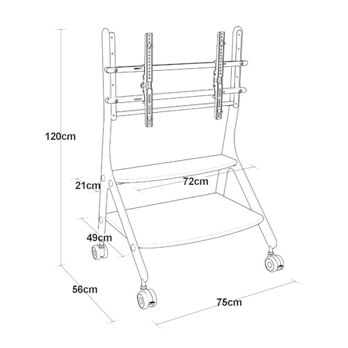 Soporte móvil para TV 50-75 pulgadas con ruedas y estantes miniatura 7
