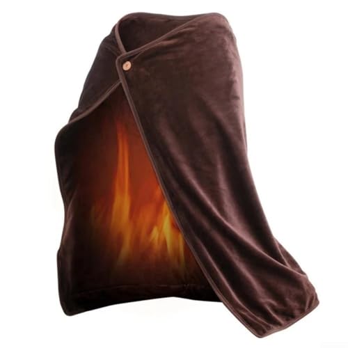 HpLive Manta térmica eléctrica con USB, 100 x 70 cm, de franela, portátil, para oficina, color marrón