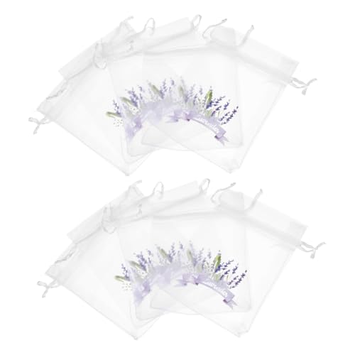 Mobestech Sacchetti Portaoggetti Vuoti in Garza Bianca Chiusura a Coulisse, Bustine a Rete per Lavanda 12g, Sacchetti Profumati Multiuso per Guardaroba e Fiori Secchi, Confezione da 20