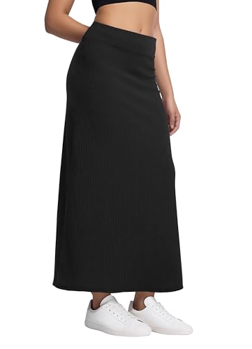 Urban CoCo Women's High Waist A-Line Maxi Skirt Comfy Ribbed Knit Long Skirt4