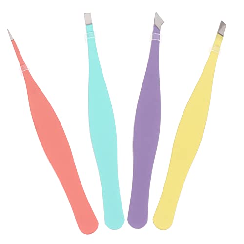 PACKOVE 2sets Lady Eyebrow Tweezers Clamps Stainless Steel Beauty Tweezers Eyebrow Tweezing Kit 4pcs*2 Random Color