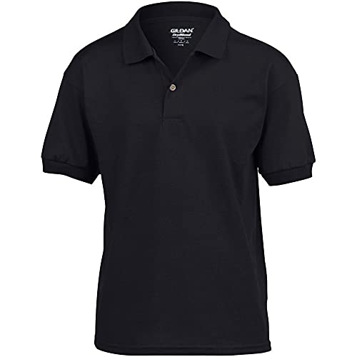 Polo à manches courtes Gildan DryBlend noir en lot de 2 taille L pour enfant unisexe