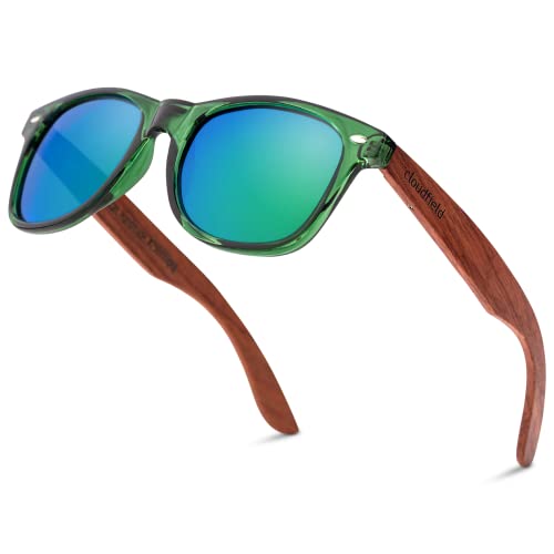 Image of cloudfield Wood Sunglasses Men & Women, 100% UVA & UVB Protection | 9-Layer Polarized Lenses, Bamboo Frame, Bamboo Case, Pouch & Cleaning Cloth Included, Lightweight, Eco-Friendly Design
