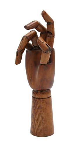 Paintersisters® Mano de eslabones, estilo vintage, 30 cm a la izquierda, mano de madera móvil, modelo de mano maniquí, maniquí de mano, maniquí oscuro