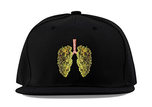 Casquette en coton noir motif marijuana buds visière plate souple et respirante unisexe