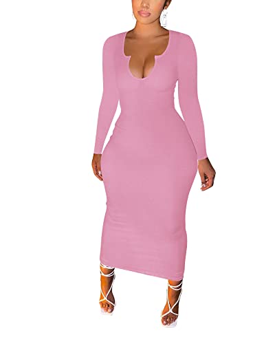 Image of Women Sexy Two Piece Skirt Outfits Long Sleeve /Sleeveless V Neck Bodycon Ribbed Knitted Maxi Club Party Dress