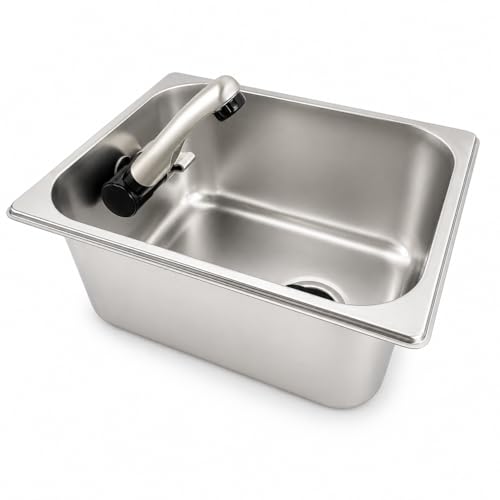 XENPER® Fregadero Camper con Grifo 12V y Desagüe 32x26 – Ideal para Kit Camper Furgoneta, Lavabo Caravana y Cocina Camper, Ideal para Muebles Camper