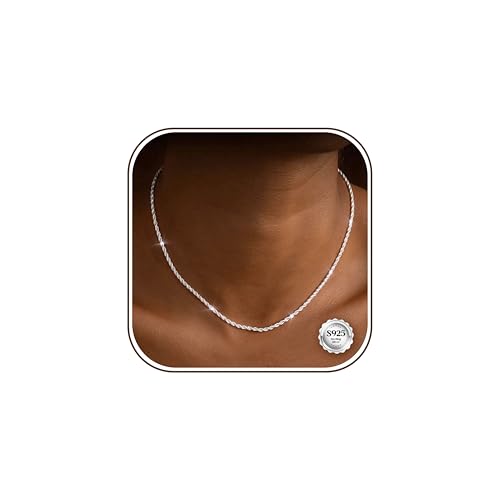 Dochais Collar Mujer de Plata Mujer 925 Ley Cadena Uomo 2mm/3mm Fina 41/46/51/56 cm Cadena Plata Joyeria Regalo Ideal para Colgantes o Capas
