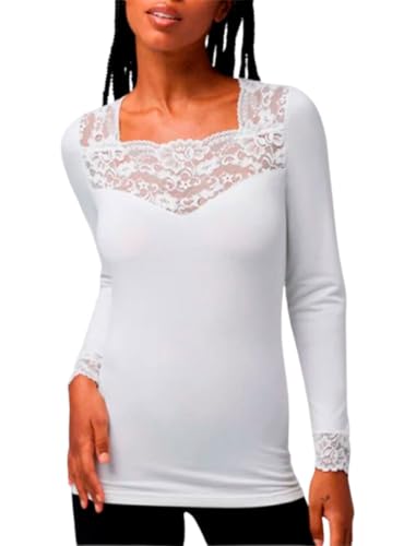 YSABEL MORA 70005 - Camiseta Térmica Puntilla Mujer Color: PANACOTTA Talla: x-Large