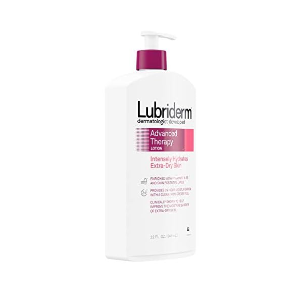 Lubriderm-Advanced-Therapy-Moisturizing-Lotion-with-Vitamins-E-and-B5-Deep-Hydration-for-Extra-Dry-Skin-Non-Greasy-Formula-32-fl-Oz Lubriderm Advanced Therapy Moisturizing Hand and Body Lotion + Pro-Ceramide with Vitamin E and Pro-Vitamin B5, Non-Greasy, Fragrance-Free, Intense Hydration for Itchy, Extra Dry Skin, 32 FL OZ