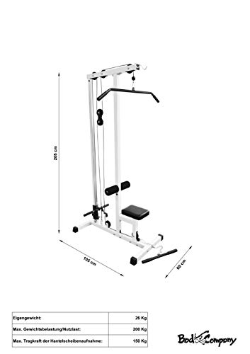 Bad Company Latzug Station inkl. Zubehör I Latzug-Maschine für Oberkörper Training I Fitnessstation für Zuhause… – Bild 3