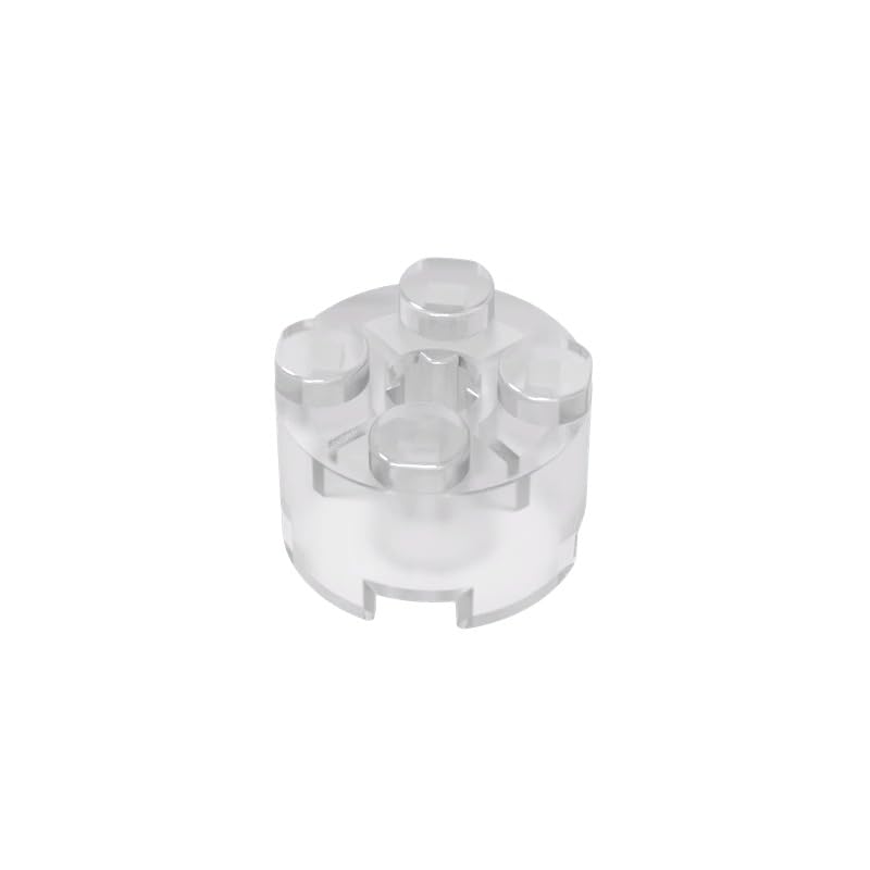 Gobricks 6143 Round Brick Brick Round 2x2 with Axle Hole 50 Pieces GDS-607 Compatible with Lego Building Blocks Color:Trans-Clear โ image 1