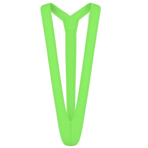 Komergave Borat Anzug Männer Herren String Leopardenmuster Mankini V-Form Slip Männlich Badeanzug Lustiger Party-Kostüm Bikini Tanga Badehose Herren (Grün)