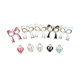 【ハンドメイド素材店】(10個)リボン ハート チャーム パーツ アソートジュエリー 金属 パーツ ゴールド UVレジン 封入 手芸材料 デコ ピアス ネックレス イヤリング 部品 ハンドメイド材料 アパレルモチーフ デコパーツ (ミックス)