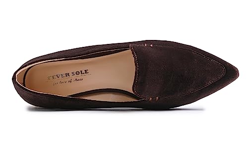 Image of FEVERSOLE Women's Loafer Flat Pointed Deco Low Heel Fashion Slip On Dress Driving Office Shoes