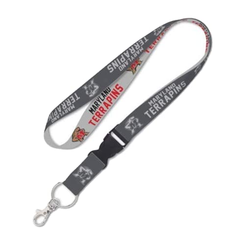 Cordon Maryland Terrapins Wincraft avec boucle détachable rouge et gris 2,5 cm