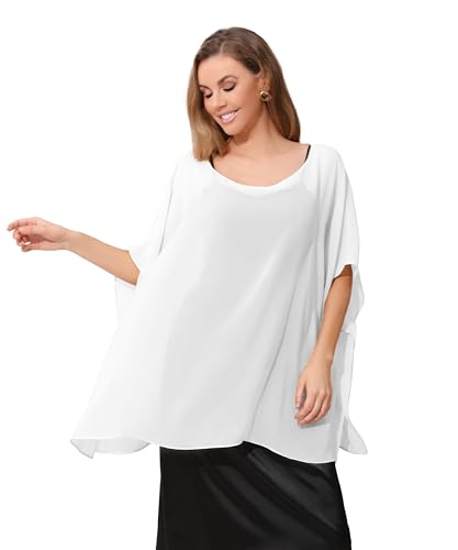 Casual Chiffon shawl and Wraps Soft Chiffon Cape for Women Sheer Caftan Poncho Top Capelets Cover Up