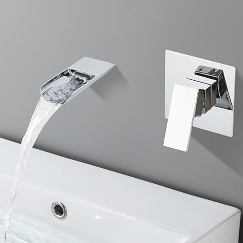 Robinet de salle de bains cascade mural en laiton pour un lavabo moderne