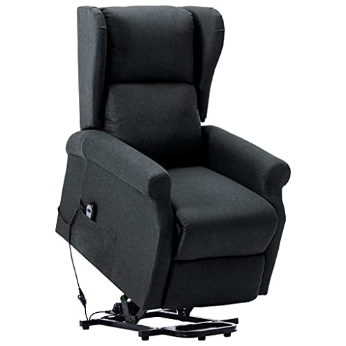 vidaXL Sillón TV Sistema de Elevación Reclinable Silla Levantapersonas Relax Mueble Balanceador Elevador Ergonómico Cómoda Tela Gris Oscuro