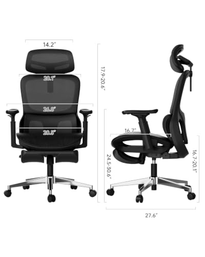 Image of Hbada P2 Ergonomic Office Chair, Office Chair with 3D Lumbar Support, Ergonomic Chair with 3D 360 Rotation Arms & 3D Headrest, 135 Stepless Tilt Function, Black