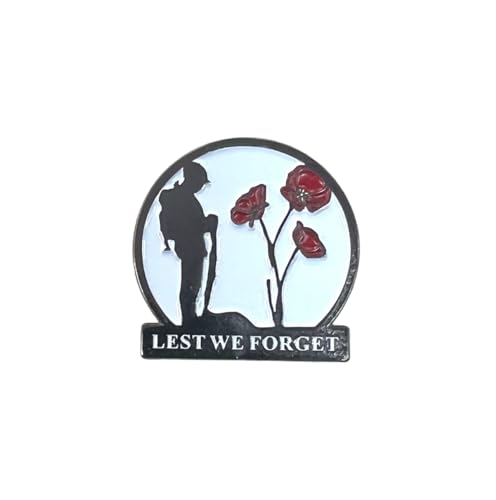 Lest We Forget Soldier Poppy Pin Badge Remembrance Brooch Pin - Metal Pin Badge - Poppy UK 2023 - Poppy Bin Badge Remembrance Day Badge Brooch