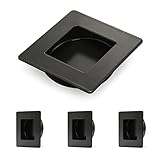 HOMOTEK 4 Pack Square Sliding Closet Door Handles Insert Diameter 2-3/8 Inch(60mm) Black Flush Pocke