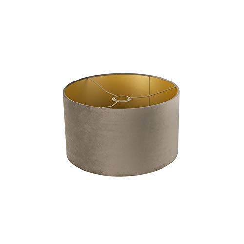 Qazqa classic-antique Lampenschirm - Cilinder Velours - Taupe, supports-e27, diameter 35 centimeter