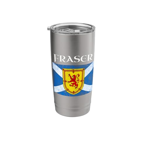 Fraser Scottish Clan Name Lion Rampant Scotland Flag Stainless Steel Insulated Tumbler