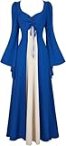 Renaissance Dress Ruffle Maxies Costume Womens Medieval Long Sleeved Outfit Gown Irish Over Deluxe Victorian Vintage Cosplay Blue L
