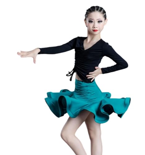 Conjunto de baile latino para niña de 2 piezas elástico y ligero para ritmos de cha cha rumba