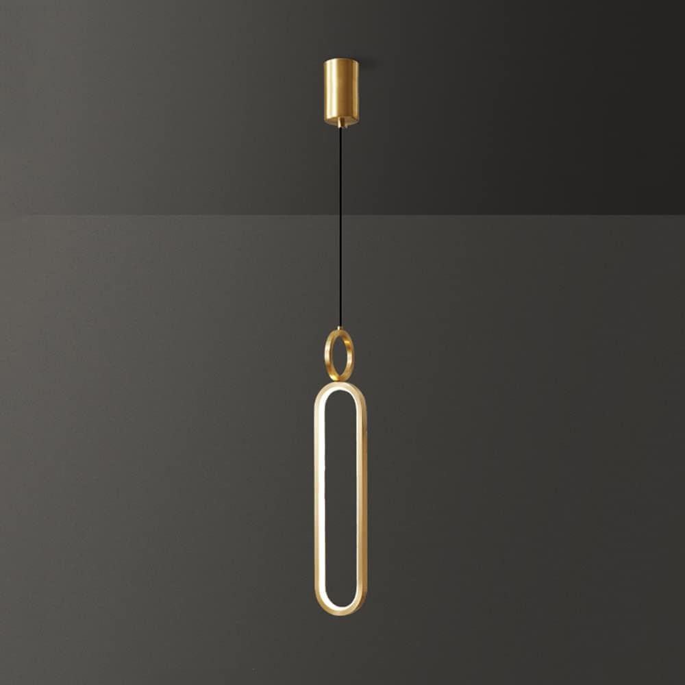 SXECAEPS Modern creative chandelier Modern Brass Pendant Light LED Dimmable Home Minimalist Bedroom Bedside Adjustable Suspended Fixture(Brass,H49cm)