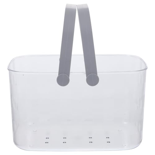 MAGICLULU Cesta de Almacenamiento para Ducha Drenaje y Asa Cesta Portátil de Plástico Transparente para Baño Soporte para Champú y Accesorios Adecuado para Viaje y Uso Color Aleatorio