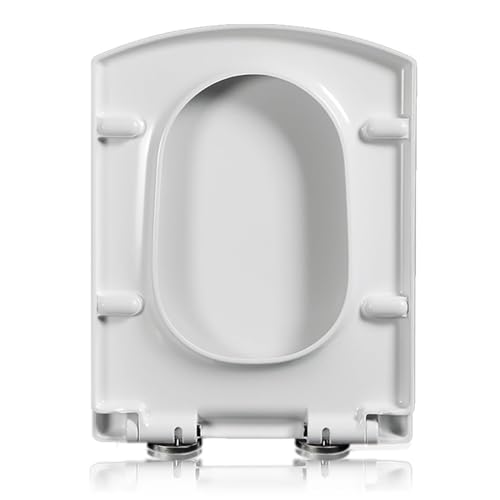 GTHTUHFD Rectangle Toilet Seat, White Pp Toilet Seat Bathrooms Square Toilet Seat, Quick Release & Adjustable Hinges, Simple Top Fixing Elongated Toilet Lid,03F,03A