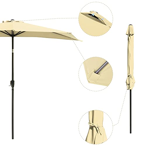 Yescom 10Ft Beige Outdoor Patio Half Umbrella Cafe Wall Balcony Door 5 Ribs Tilt Aluminum Sun Shade #TOP7