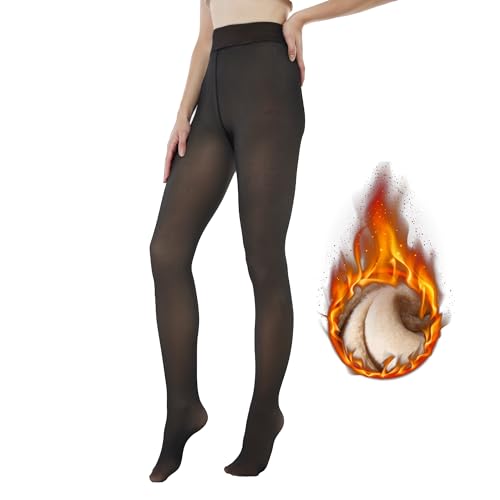 Cylsxd Collant Termici Donna, Calze Donna Collant Finto Peluche Termiche Donna Semi-Trasparente Leggings con Effetto Trasparente a Vita Alta,Thermo Pantyhose Foderato S/M(220g, per 5~20 ℃)