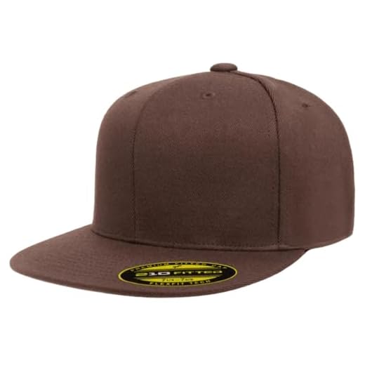 Flexfit Men's 210 Fitted Flat Bill Cap Hat, Brown, XL-XXL