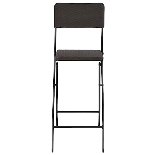 Chaise de bar pliante haut de gamme en acier marron et polyéthylène aspect rotin - 7