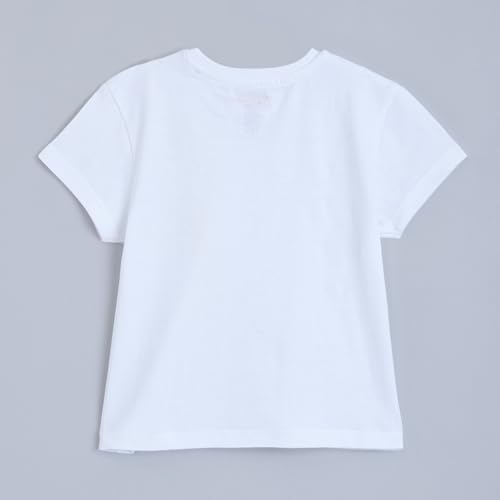 Image of Hopscotch Girls White Short Sleeves Pure Cotton Basic T-Shirt