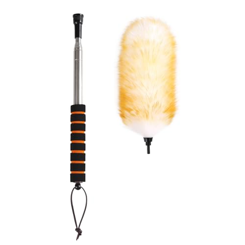 Daieeparty Wool Dusters with Extension Pole Lambswool Feather Duster for Cleaning,Ceiling Fan,Furniture,Blinds