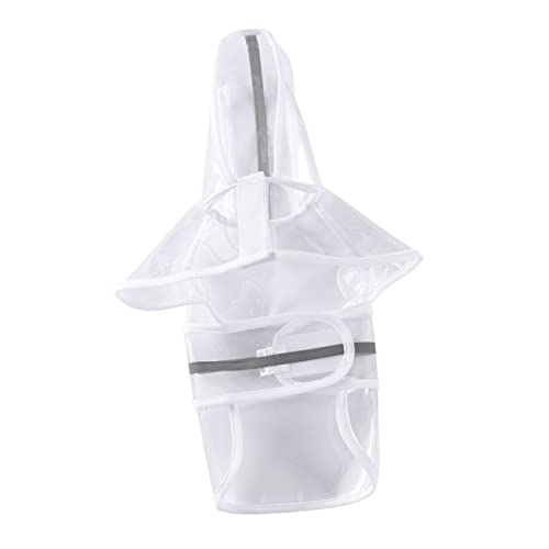 KESYOO Dog Raincoat with Hood Reflective Pet Rain Jacket for Dogs Belly Strap Comfortable Fit for Rainy Walks White