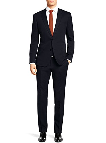 Nicoletti Men's Two Button Stretch Slim Fit Suit Ticket Pocket Jacket with Pant