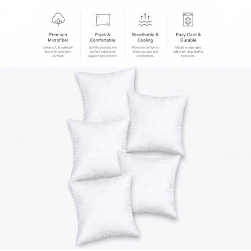 Image of Clasiko Microfiber Cushion Filler 18 x 18 Inches Set of 4 | Suitable for Sofa, Bed & Floor